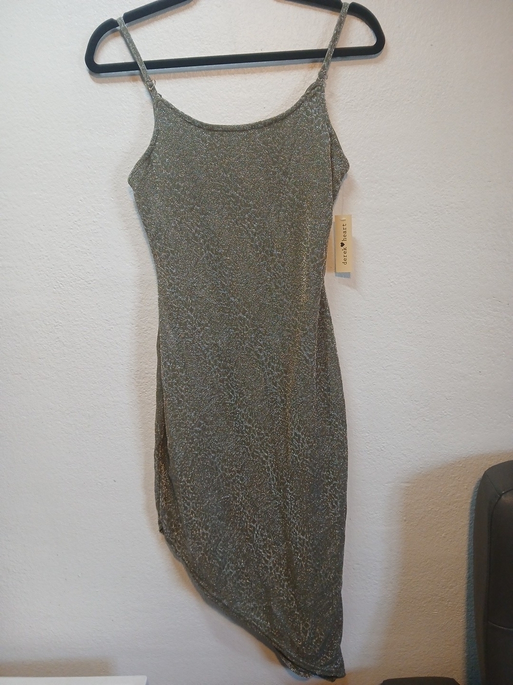 NWT Derek Heart Glitter Asymmetrical Bodycon Dress Size M